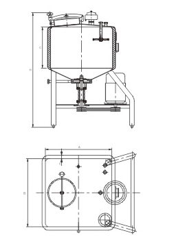 方形高剪切乳化罐结构图 方形高剪切乳化罐结构图